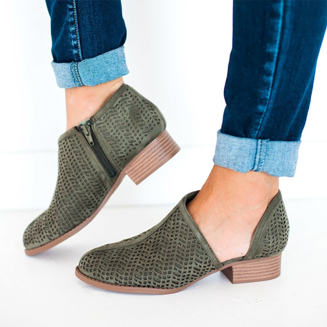 Women Fall Detailed Open Side Flat Sandals